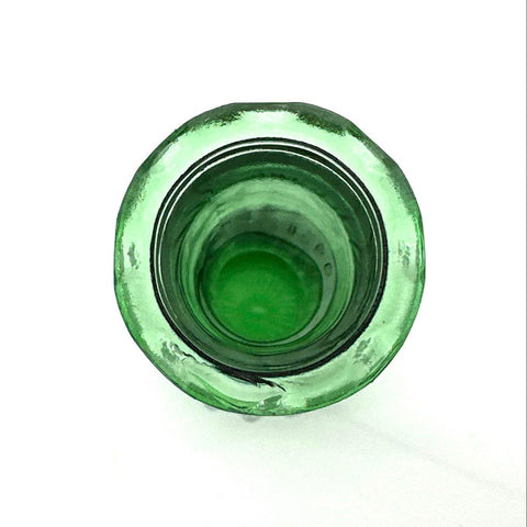 Vintage Green Glass Vase Set 3 Piece Lot Textured Ribbed Diamond Bud Vases