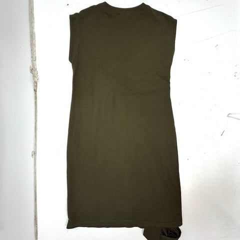 Modern Citizen Women's Midi Dress Olive Organic Cotton Sleeveless Tie Front M
