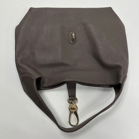 Dooney & Bourke Taupe Pebbled Leather Lock Hobo Shoulder Bag Gold Hardware