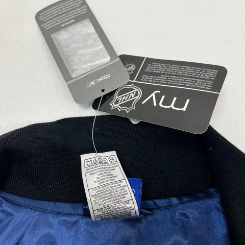 Reebok NHL Women's Blue Black Tampa Bay Lightning Satin Bomber Jacket XL NWT