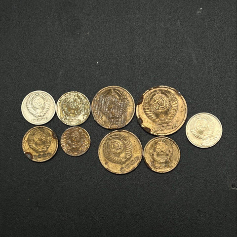 Vintage USSR CCCP Soviet Union Coin Lot 9 Pieces 1-10 Kopeks 1967-1974