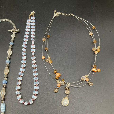 Boho Eclectic Jewelry Lot 10 Pieces Agate Fringe Beaded Necklaces Earrings