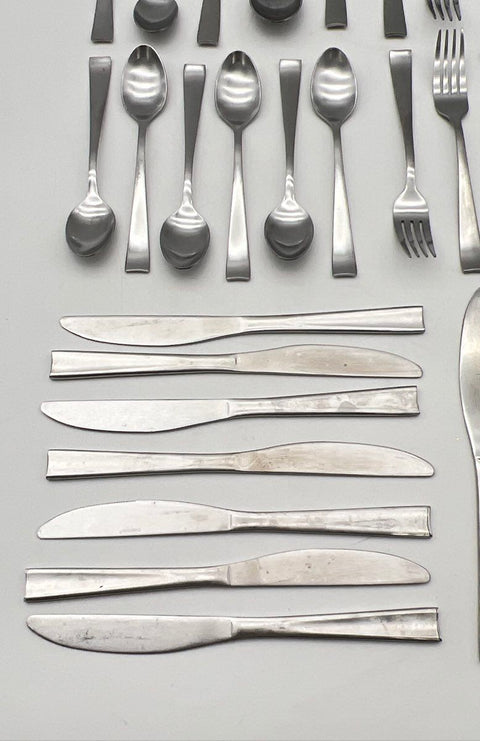 Cambridge Stainless Steel Flatware 37pc Set Service for 7 Modern Square Handle