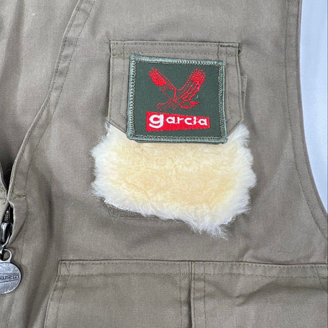 Vintage 90s Garcia Men's Tan Fly Fishing Utility Vest Multi Pocket OSFA