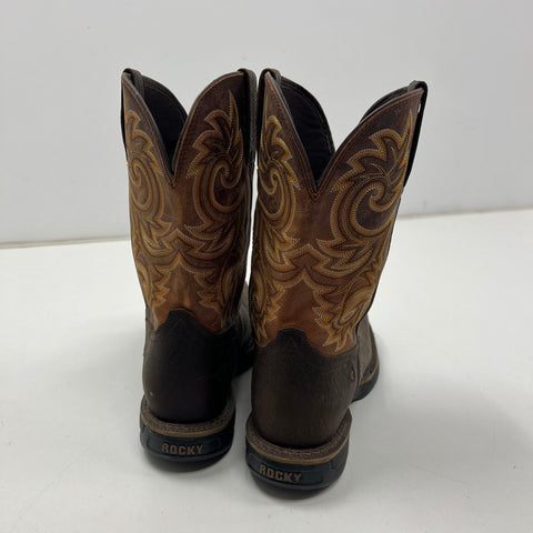Rocky Long Range RWST1867C Steel Toe Western Work Boots Brown Orange Size 11 M