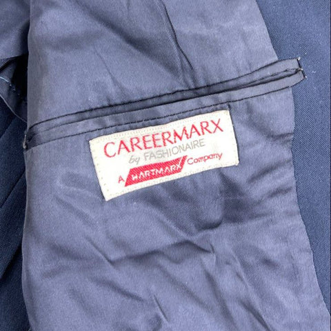 Vintage 80s Careermarx Navy Blue 2-Piece Union Made Suit Men's 44L 35W