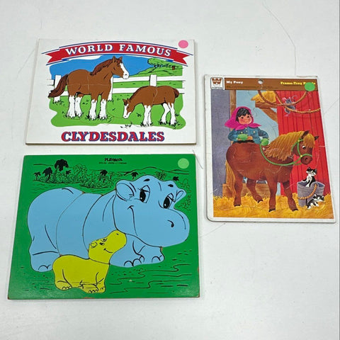 Vintage Frame Tray Puzzle Lot 14 Playskool Whitman Golden Barney Lion King