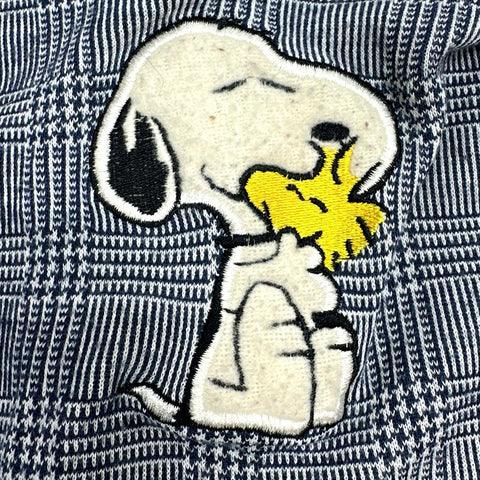 Vintage 90s Snoopy Girls Blue Glen Plaid Jumper Dress Peanuts Made in USA Sz 6