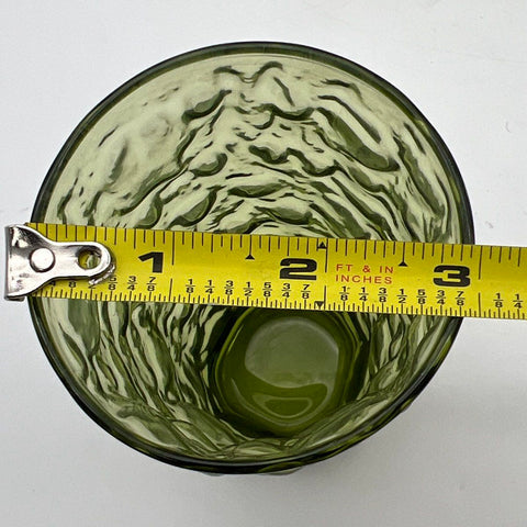 Pressed Glass Olive Green Juice Tumblers 4 Piece Set Textured Bark Vintage