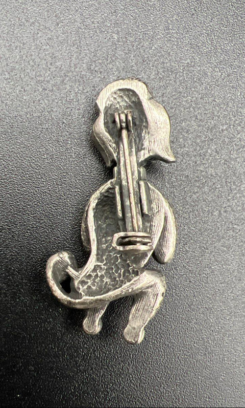 Vintage 70s Pewter Jewelry Lot Metzke Owl Brooch Pendant Poodle Earrings