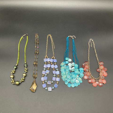 Statement Necklace Lot of 5 Beaded Faux Pearl Shell Pendant Fashion Jewelry