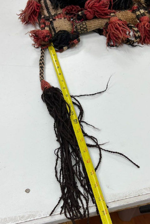 Vintage Middle Eastern Hand Woven Wool Tribal Camel Saddle Bag Tassels