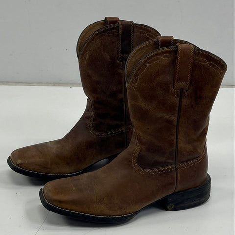 Ariat Heritage Roper Square Toe Distressed Brown Western Boots Size 9 D