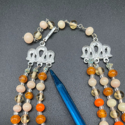 Vintage Glass Crystal Beaded Necklace Lot of 3 AB Finish Signed Japan