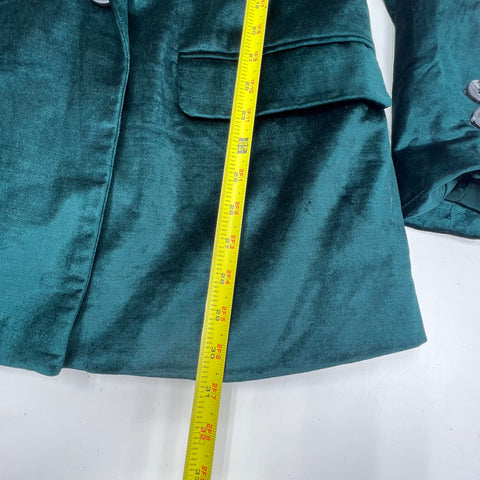 Free People Green Velvet Ashby Double Breasted Blazer Jacket Women's L
