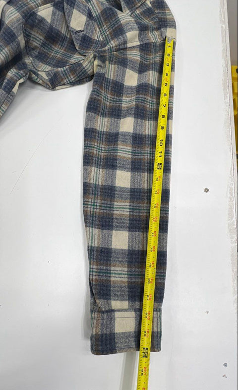 Vintage 70s Pendleton Wool Flannel Plaid Shirt Quilted Yoke USA Sz M