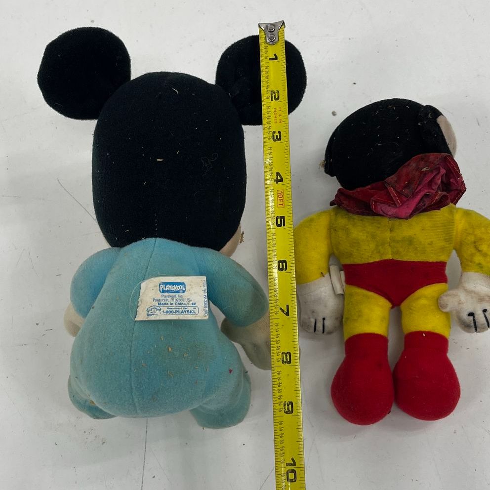 Vintage Playskool Mickey Mouse + Knickerbocker Mighty Mouse Plush Doll Lot