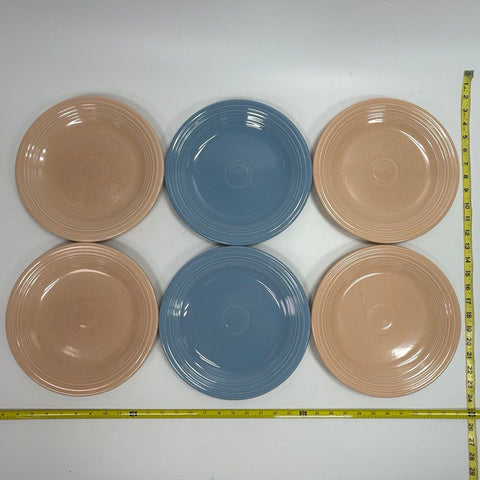 Homer Laughlin Fiesta Salad Plate Set 6pc Periwinkle & Apricot Modern Lead Free