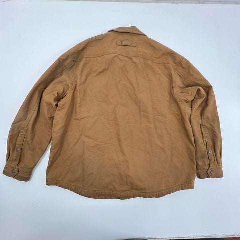 Duluth Trading Co Men's Fleece Lined Canvas Shirt Jac Jacket Brown 2XL
