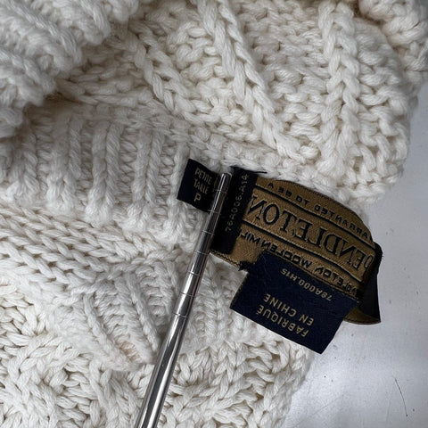 Pendleton Women's Cream Cotton Wool Cable Knit Raglan Sweater Sz S Petite