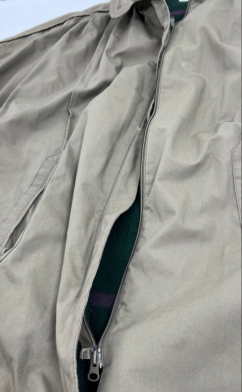 Vintage 80s Tiger Fox Men's Tan Plaid Lined Dolman Sleeve Car Coat Jacket XL