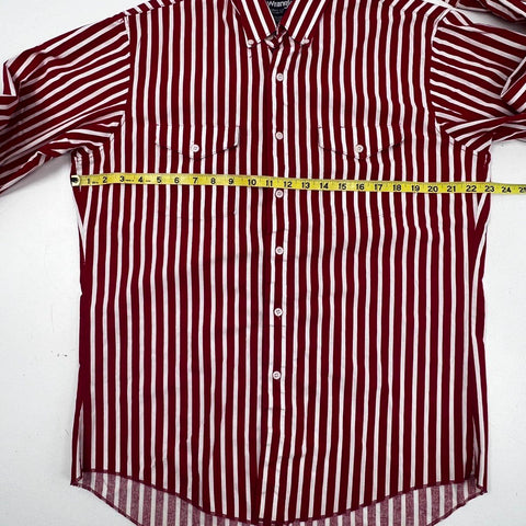 Vintage 90s Wrangler Cowboy Cut Striped Western Shirt Made in USA Sz 15.5-34