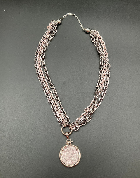 Alexa Rae Miranda Clara Silver Tone Necklace Lot of 3 Pavé Star Heart Coin