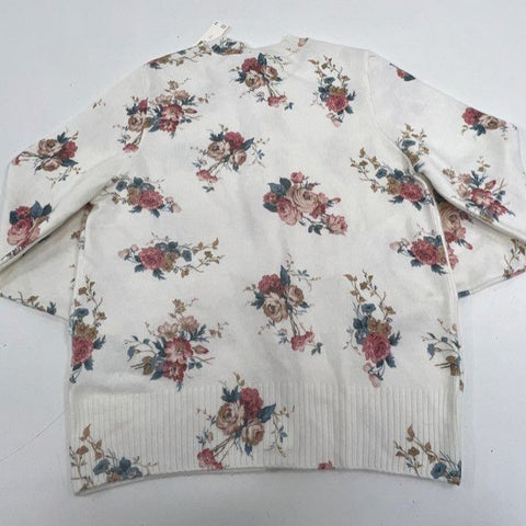 Anthropologie NWT Cream Floral Print Button Front Cardigan Sweater Women's S