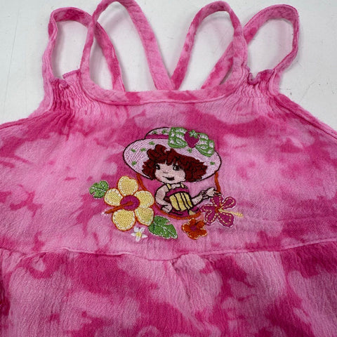Strawberry Shortcake Girls Pink Tie Dye Embroidered Strappy Sundress Sz 18M