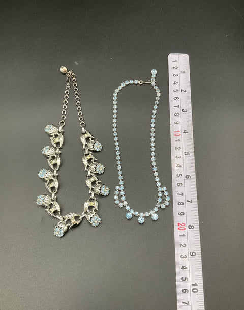 Vintage Rhinestone Costume Jewelry Lot of 6 Necklaces Bracelet Silver Gold Tone