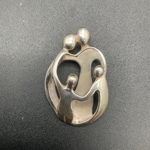 Carolyn Pollack Sterling Silver Loving Family Heart Pendant Vintage COA