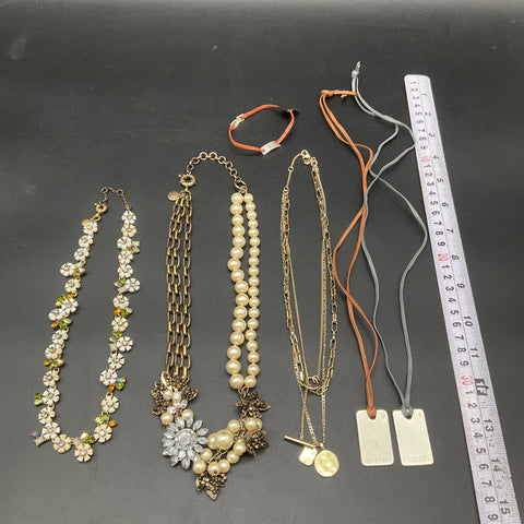 J.Crew Costume Jewelry Lot of 6 Statement Necklaces Bracelet Faux Pearl Floral