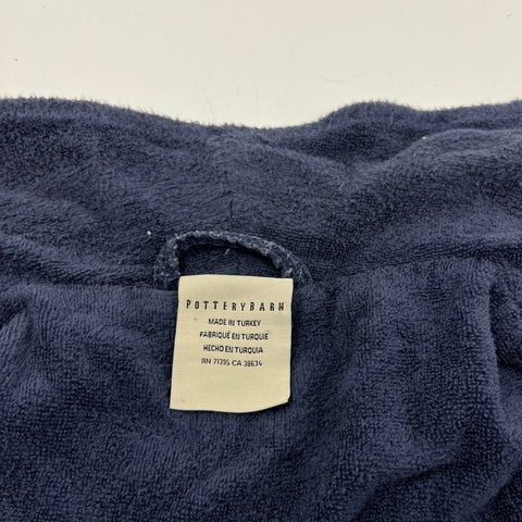 Pottery Barn Navy Blue Waffle Terry Lined Bathrobe Belted Long Robe Sz XL
