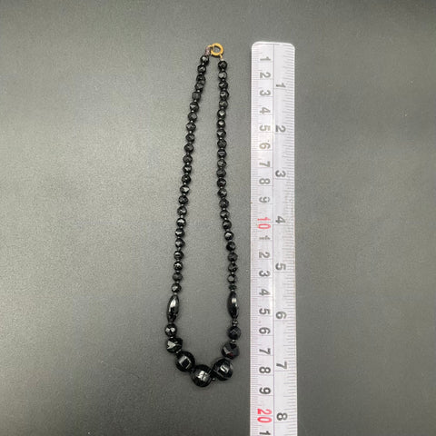 Vintage Lot West Germany Black Glass Faceted Bead Necklaces & Bracelet Set of 7