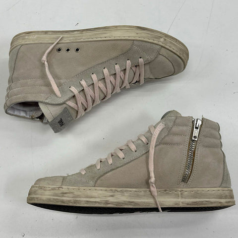 P448 Skate Grey Suede Silver Glitter High Top Sneakers Women's Size 38
