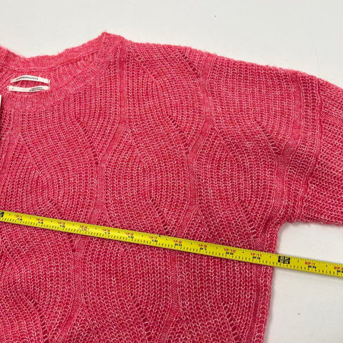 NWT Anthropologie Pink Rose Cable Knit Crewneck Sweater Women's Size S