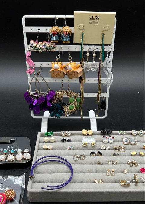 Fashion Jewelry Lot of 60+ Pairs Earrings Studs Dangles Lux Accessories Minica