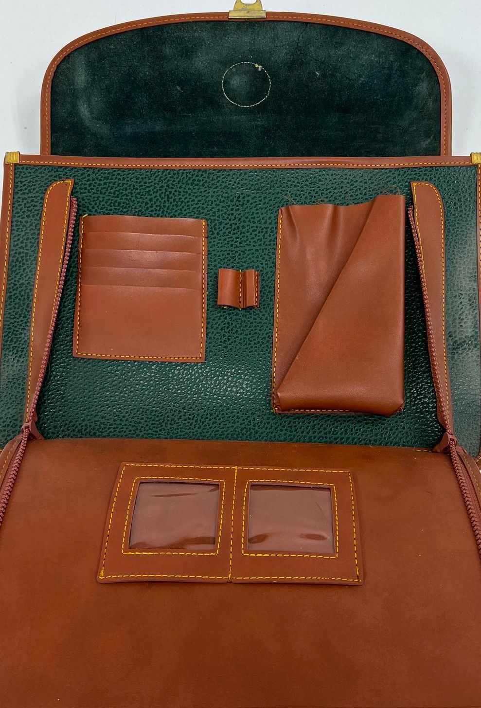Vintage 80s Dooney & Bourke Green All Weather Leather Messenger Satchel Bag