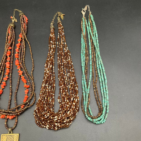 Coldwater Creek Beaded Jewelry Lot 4 Necklaces Multi-Strand Boho Southwest Style