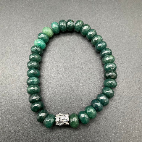 4 Beaded Stone Stretch Bracelets Lot Green Jasper Labradorite Lava Rock Unisex