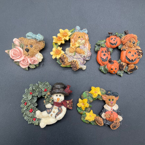 Vintage Boyds Bears Pins Lot 8 Pieces Resin Bearwear Folkwear Holiday Themes