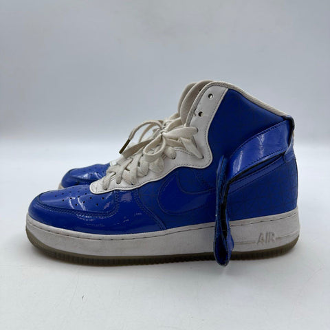 Nike Air Force 1 High '04 Blue White Patent Leather High Top Sneakers Size 9