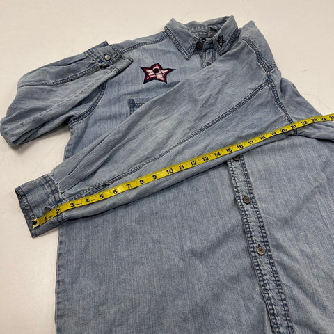 Vintage Y2K Levi's Men's Star Embroidered Light Wash Denim Shirt Sz L
