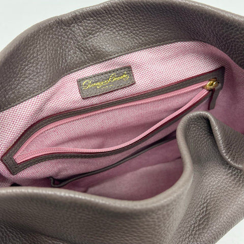 Dooney & Bourke Taupe Pebbled Leather Lock Hobo Shoulder Bag Gold Hardware