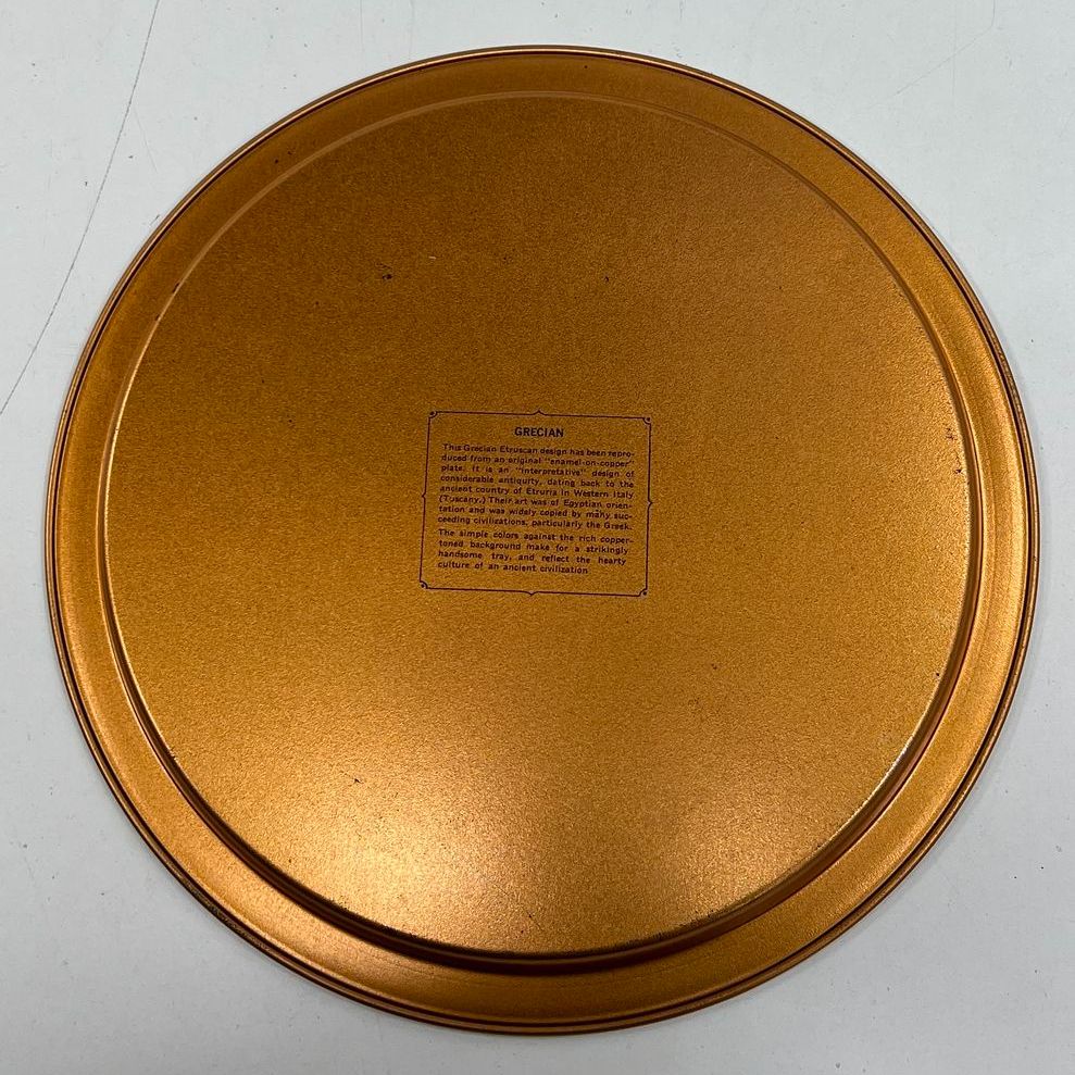 Vintage Fabcraft Grecian Etruscan Tin Serving Tray Lot 2 Greek Key Design