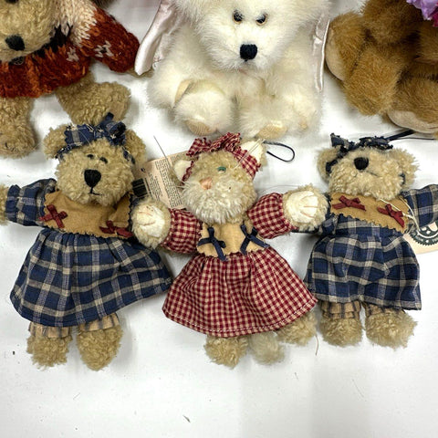Boyds Bears Plush Lot Mixed Dressed Teddy Bears 11 Pieces Vintage Collection