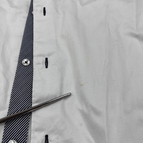Visconti Men's White Button Down Shirt Geometric Pattern Trim Long Sleeve Sz XL