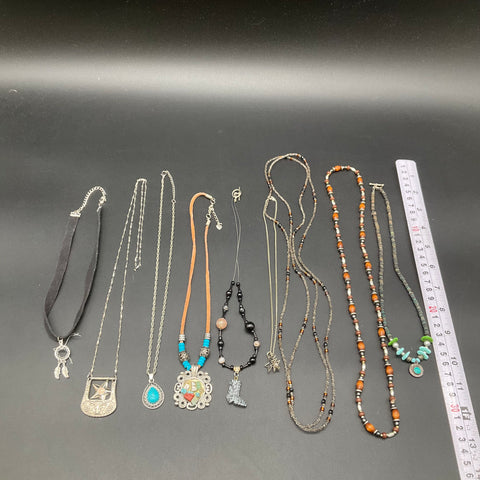 Southwestern Boho Western Style Necklace Jewelry Lot of 8 Turquoise Tone Beaded
