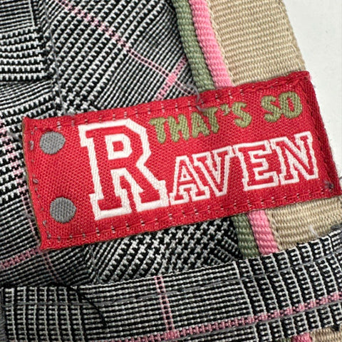 Vintage Y2K That's So Raven Girls Gray Pink Plaid Cuffed Glen Check Pants Sz 8