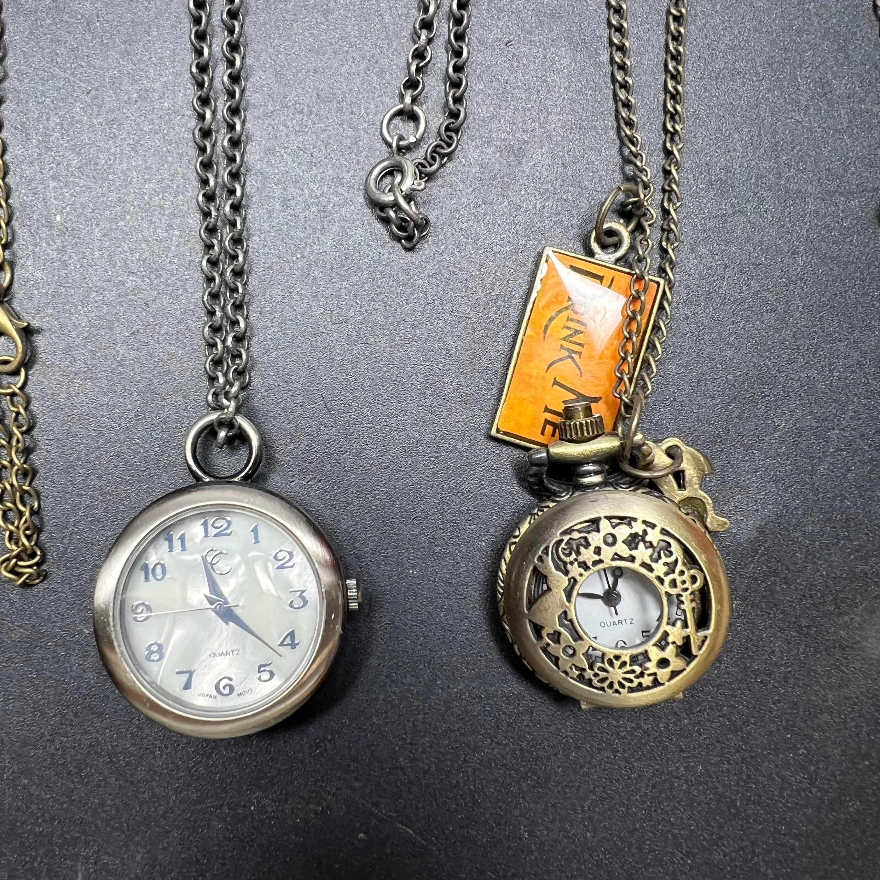 Lot of 5 Pocket Necklace Watches UNTESTED AS-IS